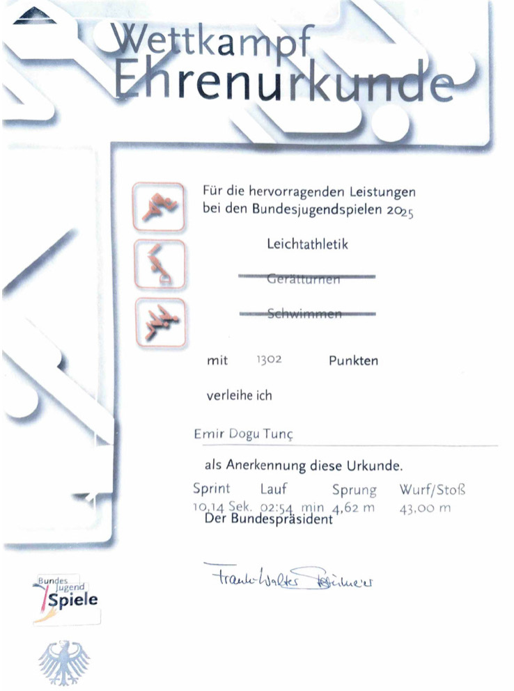 School Sports Measurements Document